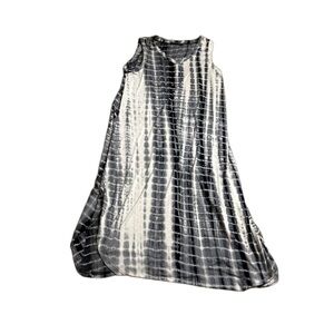 Black Grey and White Tie Dye Sleeveless Zipcremo Dress Size Large